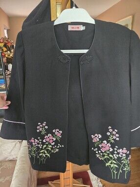 Black Formal Embroidered Jacket 90s Vintage